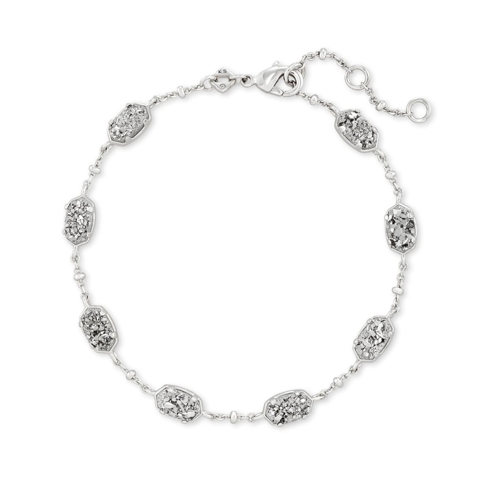 New Kendra Scott Emilie Silver Chain Bracelet in Platinum Drusy